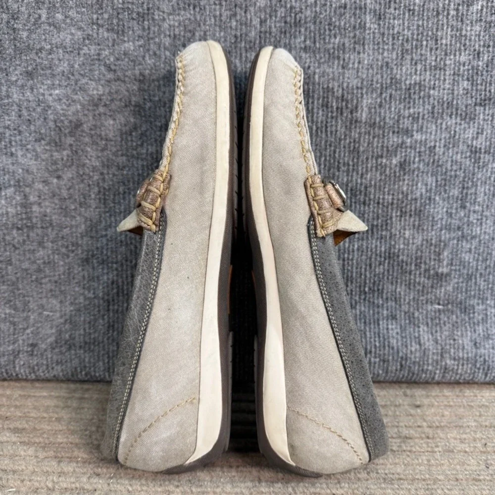 Martin Dingman Mens Canvas Bit Loafers Tan Grey Moc Toe Slip On Shoes Size 10M